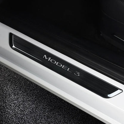 Light Up Door Sill Covers with Magnetic LED Induction (Set of 4) - Model 3/Y