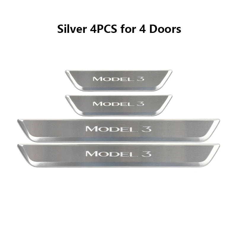 Light Up Door Sill Covers with Magnetic LED Induction (Set of 4) - Model 3/Y