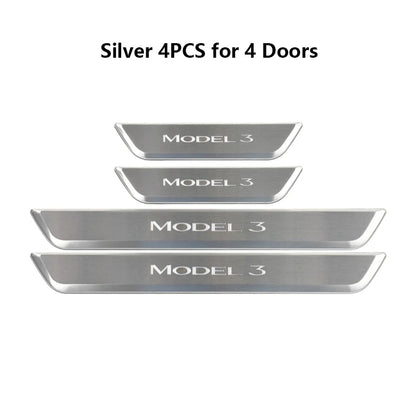 Light Up Door Sill Covers with Magnetic LED Induction (Set of 4) - Model 3/Y