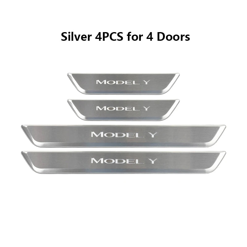 Light Up Door Sill Covers with Magnetic LED Induction (Set of 4) - Model 3/Y