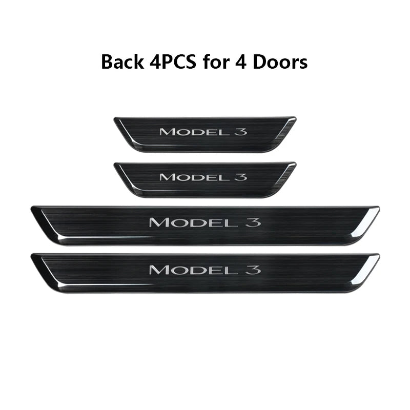 Light Up Door Sill Covers with Magnetic LED Induction (Set of 4) - Model 3/Y