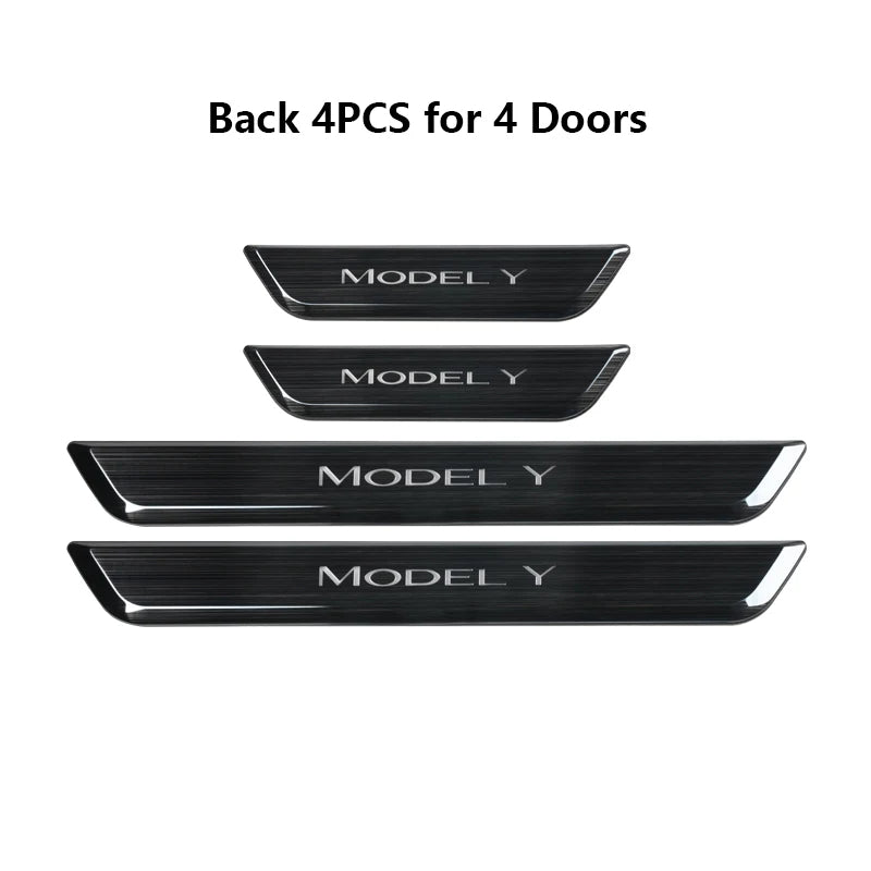 Light Up Door Sill Covers with Magnetic LED Induction (Set of 4) - Model 3/Y