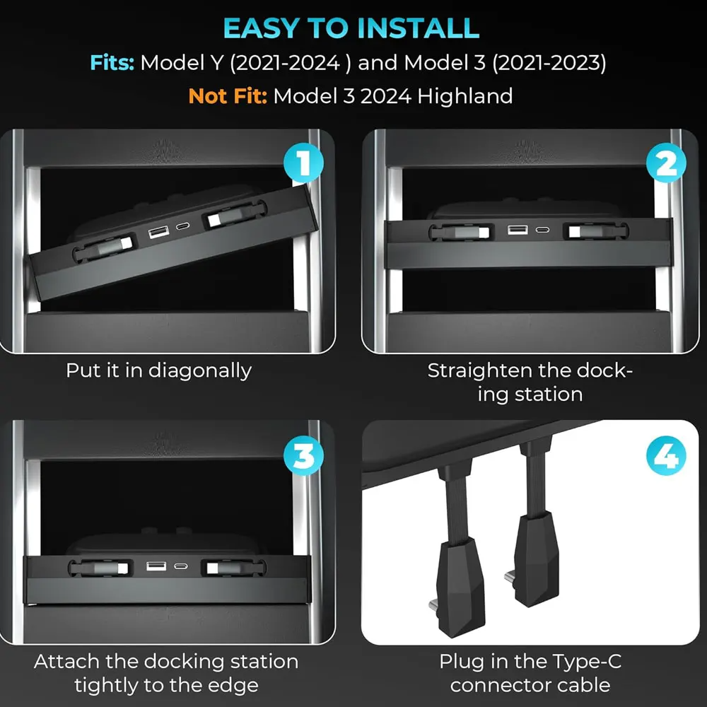 Center Console Retractable Charger - Model Y/3