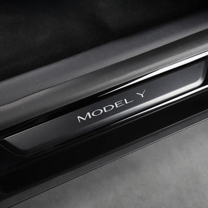 Light Up Door Sill Covers with Magnetic LED Induction (Set of 4) - Model 3/Y