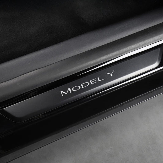 Light Up Door Sill Covers with Magnetic LED Induction (Set of 4) - Model 3/Y