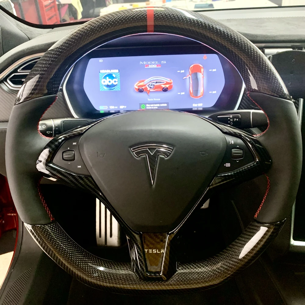 Carbon Fiber Steering Wheel Bezel Cover - Model S/X