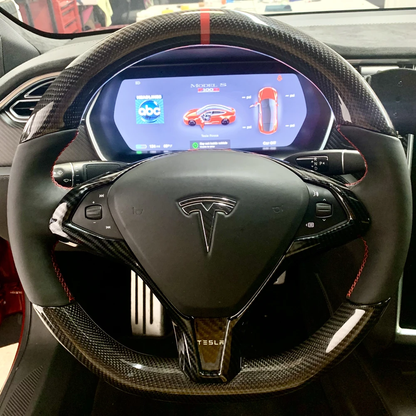 Carbon Fiber Steering Wheel Bezel Cover - Model S/X