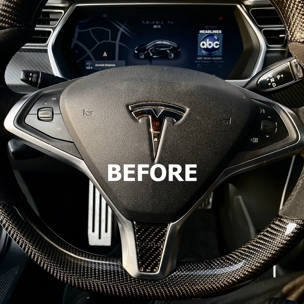 Carbon Fiber Steering Wheel Bezel Cover - Model S/X