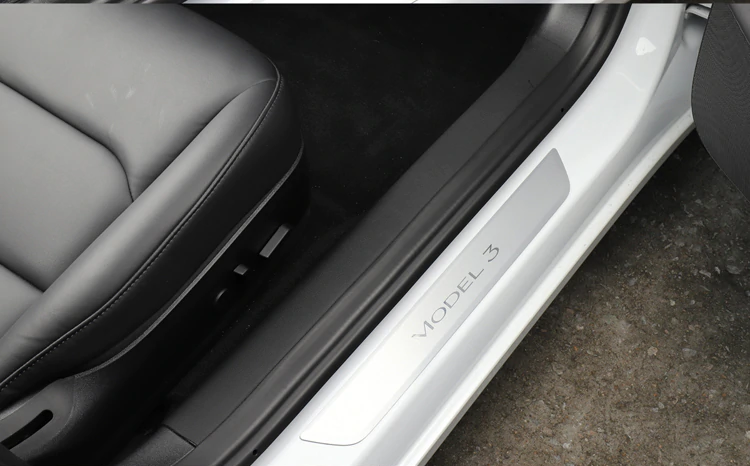 Leather Door Sill Protective Covers (Set of 4) - Model 3 2017-2023